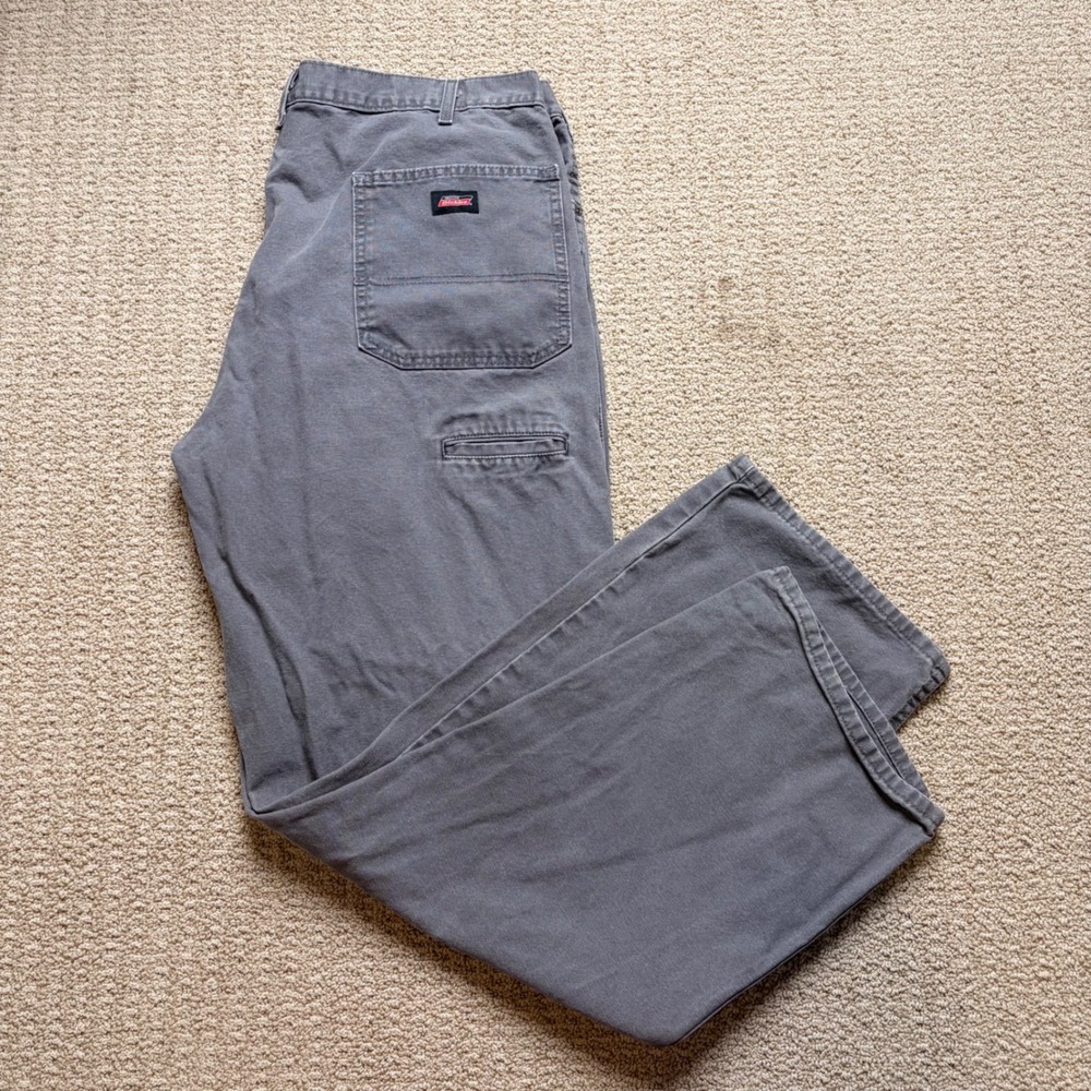Genuine Dickies Mens Gray Cotton Duck Canvas Carpenter Pants 40x32 (40x31)